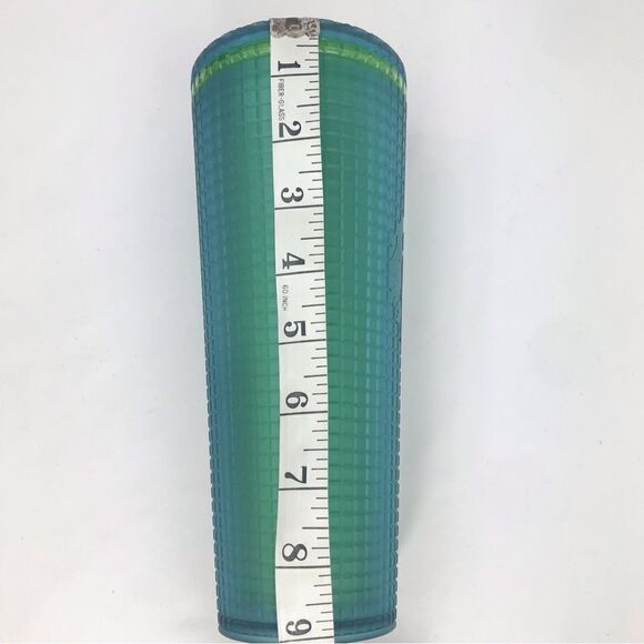Starbucks Dining 2022 Blue Green Textured Grid  24 0z. Venti Cold Cup Tumbler - Picture 11 of 12